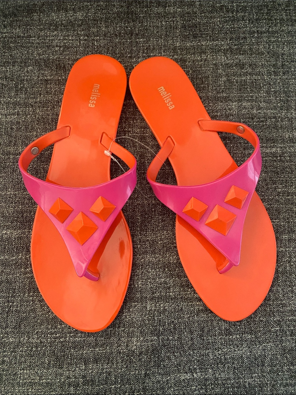 Melissa Pink and Orange Studded Jelly Thong Sandals by Melissa